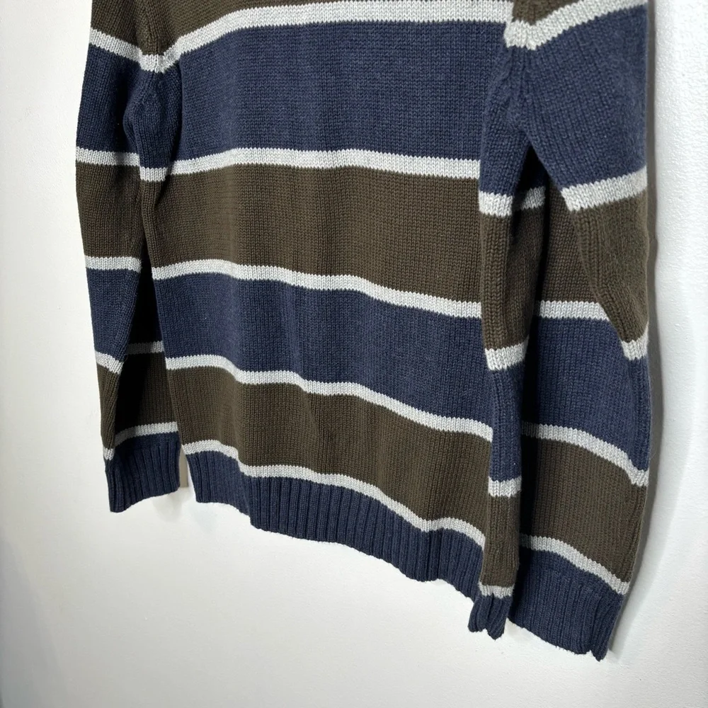 J.Crew Striped Cotton Knit Sweater Blue Green Gray Small